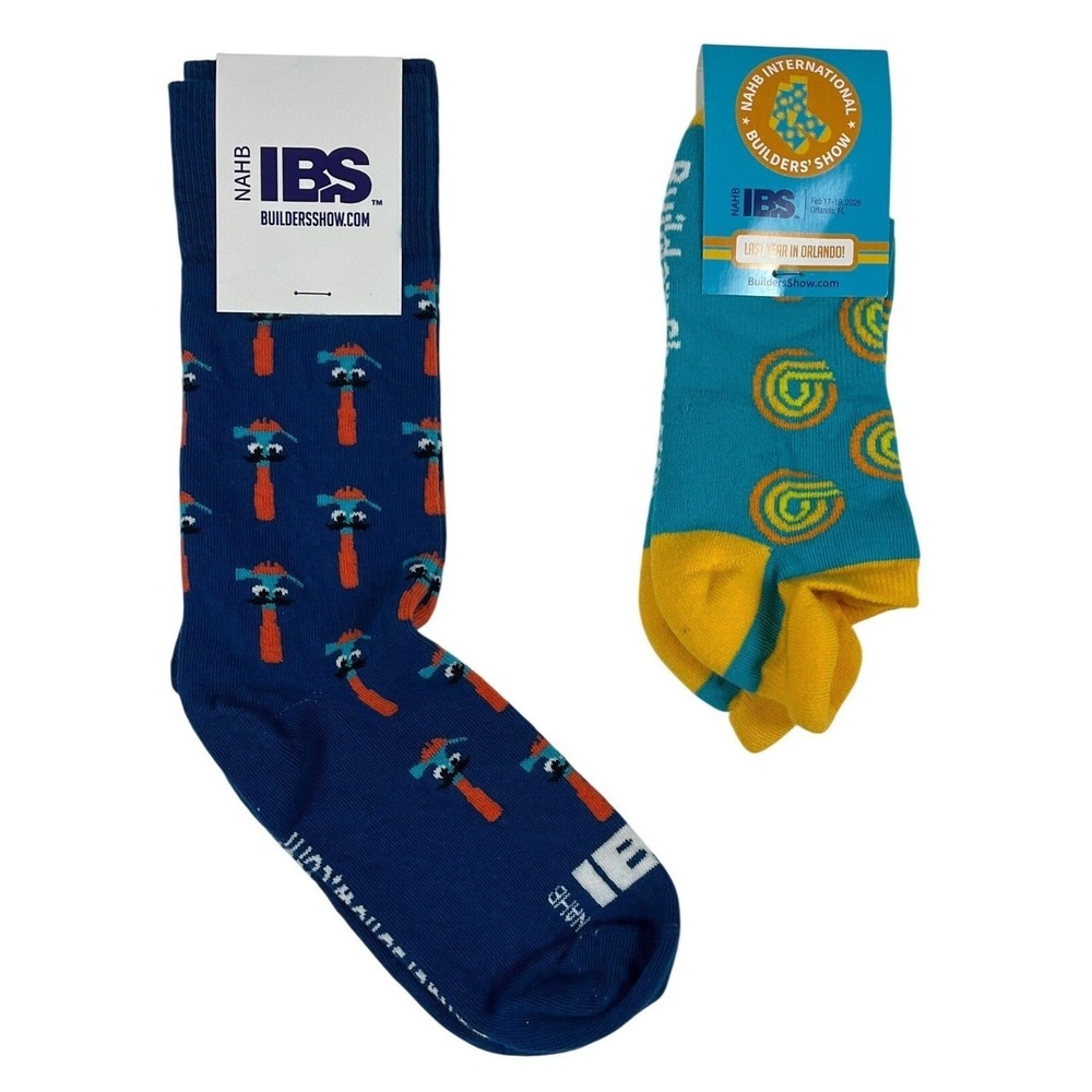 NAHB IBS 2026 International Builders Show Sock Club Novelty Socks 2 Pair Bundle